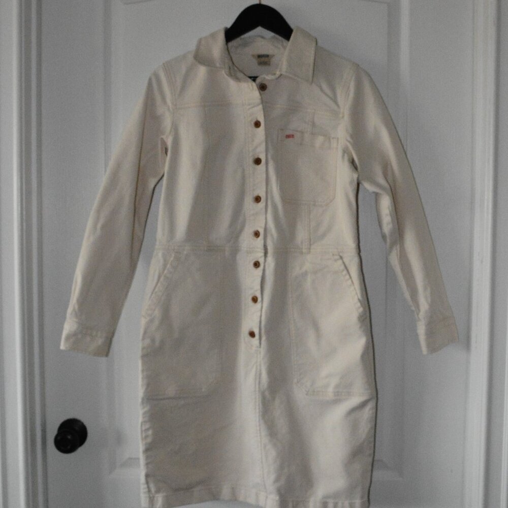 Duluth Trading Company Cream Denim Dress Women's size Small